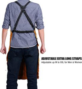 New Arrival High Quality Custom Heat Flame Resistant Heavy Duty Welding Leather Work Shop Tool Apron Ladies Men's Aprons - Product Image 4
