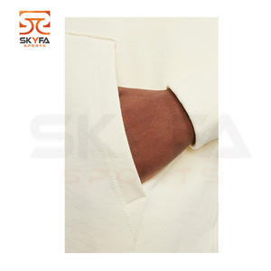 Sweat à capuche manches longues pour hommes, nouveau design de haute qualité, blanc cassé, logo personnalisé avec fermeture éclair, - Product Image 4