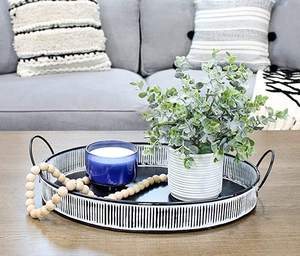 Plateau de service de nourriture galvanisé en argent avec finition rustique Parfait pour la maison élégante Vaisselle de cuisine Accessoire de service élégant - Product Image 6