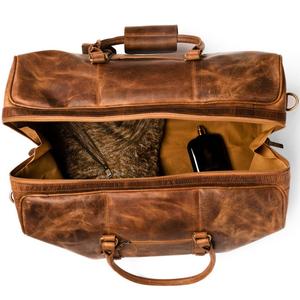 High Quality Genuine Leather Brown Keven Impex RFID Fashion Outdoor Spinner Luggage <b>Bags</b> <b>Travel</b> Weekender Overnight Gym Zipper - Product Image 3