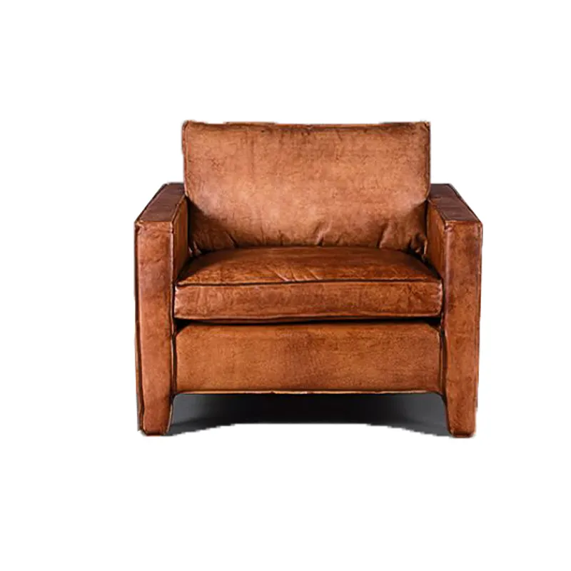 Hochwertiges indisches Ziegen-Basic-Sofa aus braunem reinem Leder Chesterfield-Sofa
