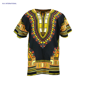 Chemise Dashiki Traditionnelle Africaine Noire et Jaune, Fournisseur Indien CRAFTSHUB, Coton Léger et Respirant, Spécial - Product Image 1