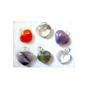 Mezcla de colgantes de piedra en forma de corazón pequeño de ágata - Product Image 2