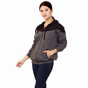 Sweat à capuche à fermeture éclair pour femmes, hoodie, élégant, poches kangourou, noir, gris, - Product Image 6