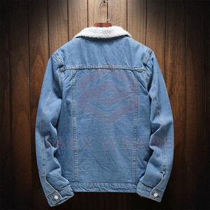 Plus Size Men Winter 100% Cotton <b>Stand</b> Collar Breathable Jeans Jacket - Product Image 2