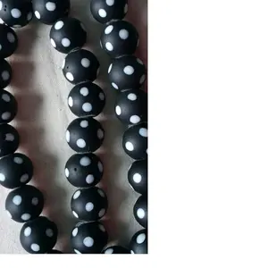 black and white polka dotted glass beads for jewelry designers and bead stores