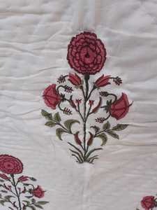 Beautiful Hand Block Printed Cotton <b>Quilted</b> <b>Quilt</b> for Home <b>Bedding</b> Decor & Living Room, Colorful Floral Print Blanket, Throw - Product Image 4