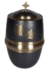 Urne funéraire en métal de style européen avec croix catholique, durable, capacité de 220 pouces cubes - Product Image 2