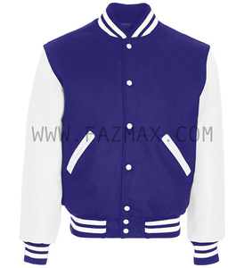 แจ็คเก็ตหนังวัวแขนเสื้อขนสัตว์ผสมอักษรสำหรับวิทยาลัย - Product Image 6