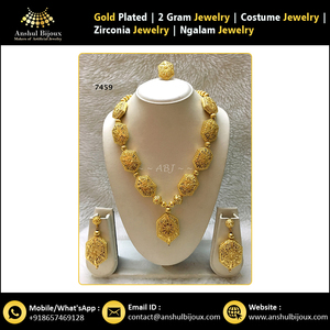 Conjunto de collar y joyería bañados en oro africano de último diseño - Product Image 4