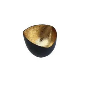 Black and Golden Colors Iron Votive Rectangular Bowl Shape Tea Light Candle Holder for Home Decoration