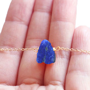 925 argent Sterling brut Lapis Lazuli haut percé perles naturelles délicat plaqué or à la mode pierre de naissance famille collier cadeau bijoux - Product Image 2