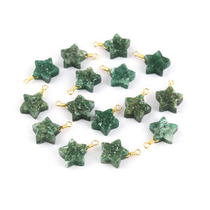 Aventurine ตัวเชื่อมต่อรูปดาวเล็กๆสีเขียวธรรมชาติ,ตัวเชื่อมต่อแบบหุ้มทอง/เงินชุบมินิมอลลิสต์ใหม่ - Product Image 4