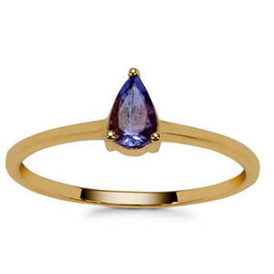 Anillo de oro amarillo de 14K al por mayor, joyería hecha a mano de alta calidad, certificación IGI, tanzanita natural, pera, aniversarios, compromisos - Product Image 1