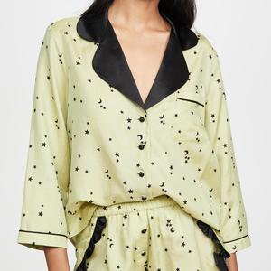 2020 Conjunto de pijama de estilo informal de talla grande para mujer estampado de bloque de mano Floral 100% algodón suave cómodo ropa de noche tela tejida - Product Image 1