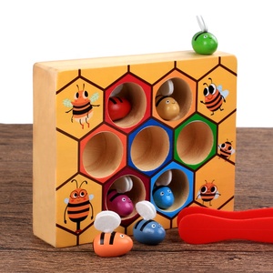 Montessori — jouet fleur en bois pour enfants, Puzzle abeille à moteur fin, pince abeille, <span class=keywords><strong>jeu</strong></span> assorti, couleurs - Product Image 5