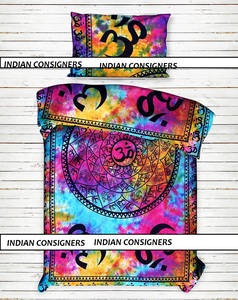 Ropa de cama de algodón, funda de edredón de tamaño doble Om Chakra, funda de edredón Reversible con funda de almohada de consignadores indios - Product Image 4