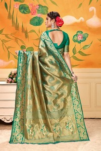 Saris en soie artificielle pour occasions spéciales, mariage, multicolores, lavables, vente en gros de vêtements - Product Image 4
