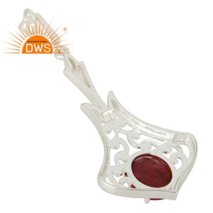 ออกแบบ925เงินสเตอร์ลิงสีแดงทับทิมคอรันดัมพลอยผู้หญิงจี้เครื่องประดับผู้ผลิต - Product Image 3