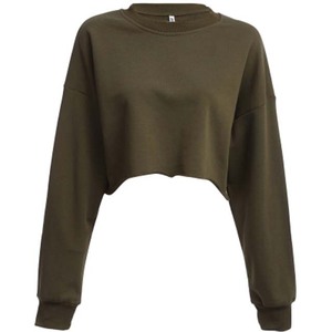 เสื้อครอปแขนยาวผ้าฝ้าย100% ปักโลโก้ได้ตามต้องการสีดำลำลองไซส์ใหญ่พิเศษ2020 - Product Image 3