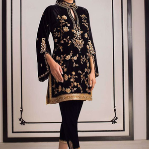 DAZZLING---KURTA WITH Dress for PANT Party-wear-dress with Beautiful--applique work for Party/ Wedding =2021. - Product Image 1