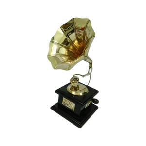 Gramophone avec Base en bois et corne, jouet de musique Antique, décoration pour la maison, 50mm - Product Image 4