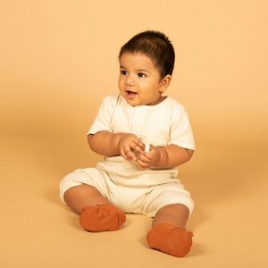 Monos de algodón orgánico Unisex con certificación GOTS, peleles informales de verano para bebés, niños y niñas de 0 a 3 meses, Color sólido, mangas cortas para dormir - Product Image 2