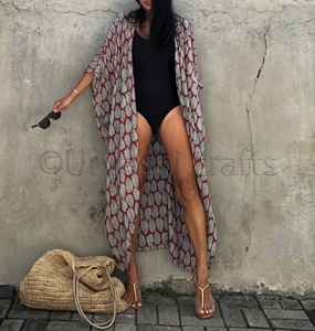 Bohemian Beach Festival Apparel Banana Leaf Print Boho Chic <b>Long</b> <b>Cardigan</b> for Women Flare Sleeve Kimono Jacket - Product Image 4
