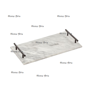 Bandeja para servir comida de mármol de último diseño con asas de metal, tamaño personalizado, dulces, dátiles, bandeja para servir en la India - Product Image 1