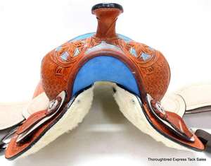 Ensemble de selle anglaise en cuir véritable de qualité supérieure pour baril de course Western Horse Tack Plusieurs tailles (14-18 ") Différentes couleurs disponibles - Product Image 3