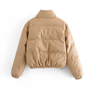 Chaqueta acolchada de cuello alto para mujer al por mayor 2022, abrigo de invierno corto grueso y cálido con logotipo personalizado, talla XL - Product Image 3