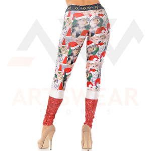 Legging personnalisé en polyester et spandex pour femmes, impression par sublimation de haute qualité, dernière conception à la mode, vêtement de fitness Capri pour dames - Product Image 2