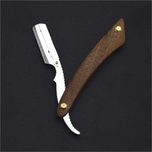 มีดโกนที่โกนหนวดตรงสำหรับร้านตัดผมชายด้ามจับทำจากไม้คุณภาพสูง - Product Image 2