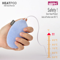 Calentador de Manos Portátil USB Happythings con Funda de Felpa de Doble Cara, Color Rosa y Azul, Protección Contra Sobrecalentamiento, Certificado CE, Innovador