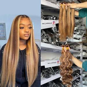 Goodluck Offre Spéciale point culminant Pas Cher de Cheveux Humains Faisceaux de Cheveux Humains 100% vierge <span class=keywords><strong>Trame</strong></span> Double Drawn Extensions de Cheveux Humains - Product Image 6