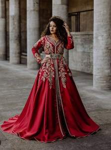 2022 nuevo vestido de caftán de novia Dabka bordado cuentas de cristal decoración de encaje hasta el suelo ropa de fiesta silueta de manga - Product Image 2