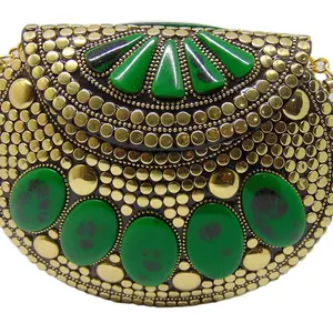 Party Sling Clutch Mosaic Bag Stone Clutch Ethnic Metal Vintage Handmade - Product Image 1