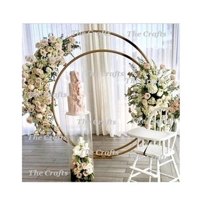 Fondo de color dorado de malla metálica con fondo de forma redonda de calidad superior para uso de decoración de eventos de boda - Product Image 4