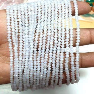 Perles d'agate bleue naturelle, 50 pièces, pour la fabrication de bijoux, vente en gros, directe depuis l'usine - Product Image 1