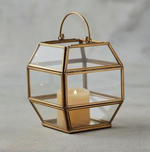 Metal and Glass Box with gold frame glass box with metal handles - Product Image 5