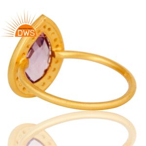 White Topaz Amethyst Ring Gold <b>Plated</b> 925 <b>Silver</b> Ring Indian Gemstone Jewelry Supplier Classic Collection - Product Image 3