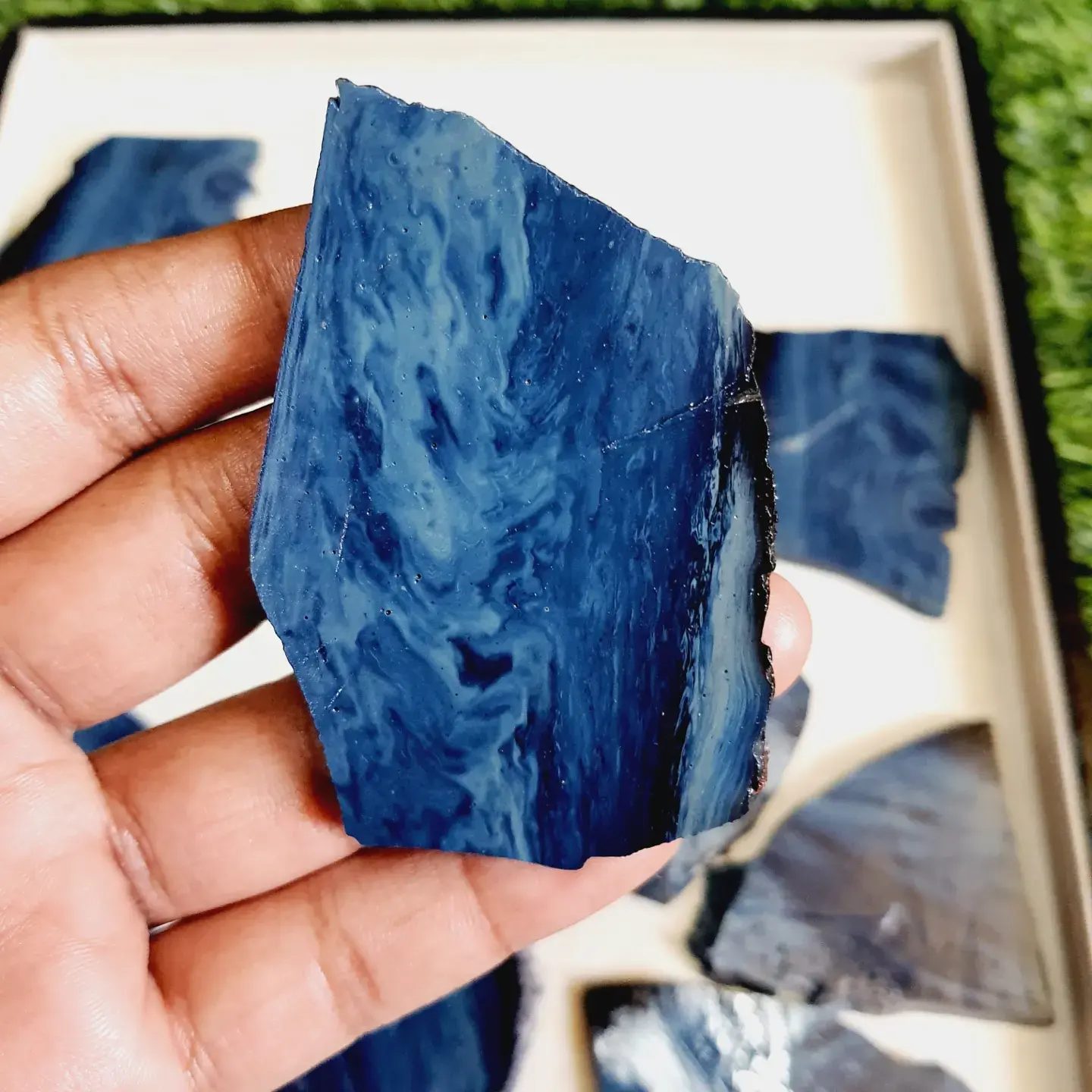 Objets purs en pierre précieuse naturelle, de couleur bleue, en vrac, d'agate slarber