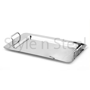 Plateau de service avec poignées, assiettes à dîner, plateaux de service rectangulaires, ensembles de vaisselle en acier inoxydable - Product Image 2