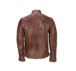 Chaqueta de cuero de oveja desgastado, marrón - Product Image 2