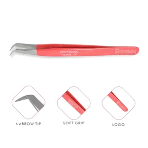 Kak — pincettes professionnelles pour Extension de cils, pinces à épiler, en acier inoxydable, outil professionnel, avec revêtement en papier rouge