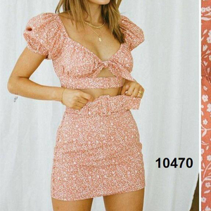 ชุดเดรสชายหาดสไตล์โบฮีเมียนแขนสั้นมีระบาย, ชุดเดรสฤดูร้อนพิมพ์ลายดอกไม้ชุดเดรสสำหรับใส่ไป2021ชุดเดรสสั้นผ้าลินินชุดเดรสสั้นชุดเดรสสั้นสุดชิคใส่เที่ยวทะเล - Product Image 1