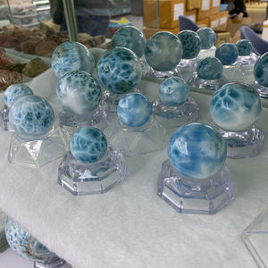 고품질 천연 구리 펙토 라이트 크리스탈 볼 비즈 쥬얼리 선물 Larimar 스톤 크리스탈 21-25mm 구체 홈 장식 - Product Image 4