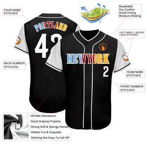 2025 Maillot de baseball pour hommes New York Baseball Team Noir Blanc Or Authentique Split Mode Maillot de baseball - Product Image 3