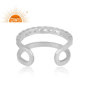 Anillo de declaración de doble banda de plata de ley fina hecho a mano, joyería de plata para mujer, regalo para ella - Product Image 4