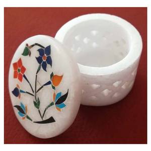 Cajas de Regalo Pequeñas Redondas con Incrustaciones de Mármol - Product Image 1